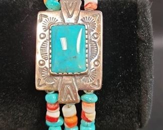 Sterling Silver and Turquoise Bracelet Marked 925