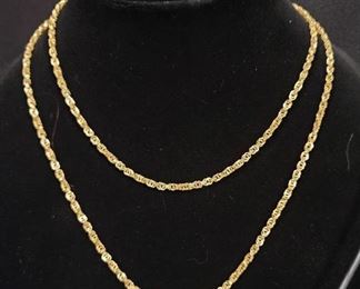 14k Gold 36" Diamond Cut Woven Fancy Rope Necklace 6.8g