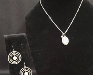 Locket Necklace and Earrings (No Markings and Magnetic)