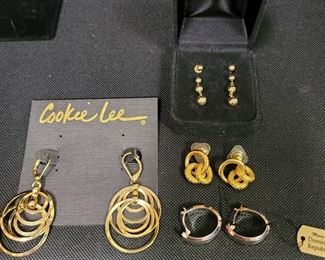 4 Pair of Gold Colored Earrings (Magnetic and No Markings)