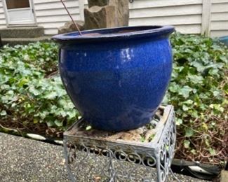 cobalt blue planter, flower pot 