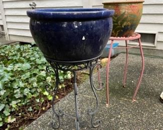 Outdoor Garden Flower Pots, Cobalt Blue Planters