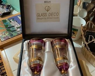 Ahmed Gouda Art Deco Egyptian Stemmed Wine Glass Set