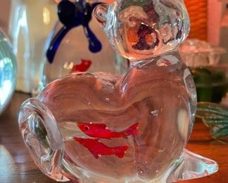 Glass Cat, Fish Figurine