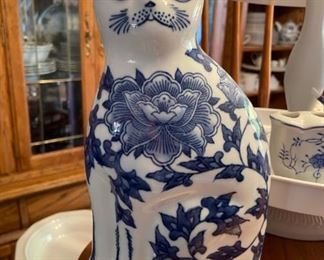 White & Blue Porcelain Cat