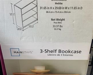 Mainstays, 3 Shelf Bookcase, In box