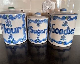 Vintage M.A. Hadley Bluette Pattern, Flour, Sugar & Goodies Storage, Pottery, Kitchen Storage