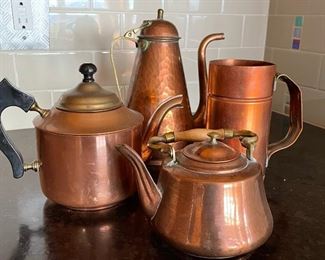 Antique copper beverage serve ware