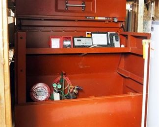 JOBOX Rolling Worksite Box With Piano-Style Lid, 58" x 60" x 29"