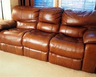 Parker Living Faux Leather Dual Reclining Sofa, 36" x 92" x 36"