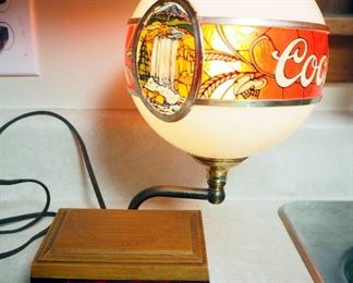 Coors Beer Alarm Clock With Globe Light, Powers On, And Glass Coors Pitcher