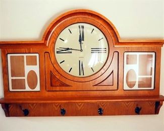 D And A Wall Clock Unit With Coat Rack, Picture Frames, And Key Shelf, 26" x 43" x 5"