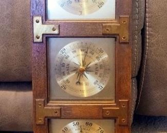 Mid Century Springfield Barometer Thermometer Weather Station, 20.5" x 7.5" x 2" And Framed Steam Boat Prints, 7" x 9" Qty 2 And 16" x 18" Qty 1