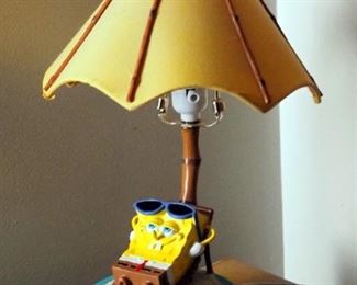 Sponge Bob Squarepants 16" Dresser Lamp, Sponge Bob Drawer Handles, And Tabletop Disco Balls