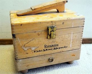 Ronson Roto-Shine Shoe Shine Box with Polish Machine, Brushes & Shoe Polish