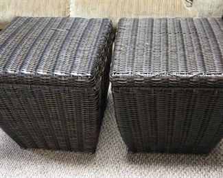 Woven Basket Weave Storage Ottomans, Qty 2, 17.5" x 18" x 18"