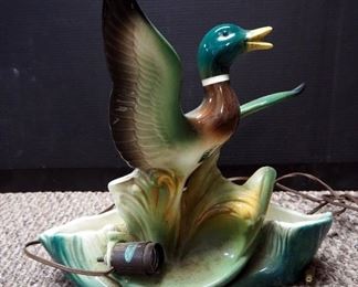 1950"s Lane And Co Ceramic Lighted Mallard Duck Planter, 14" x 14" x 8"