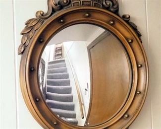 Vintage Syroco Fenderal Eagle Porthole Mirror With Convex Glass, 28.5" x 18"