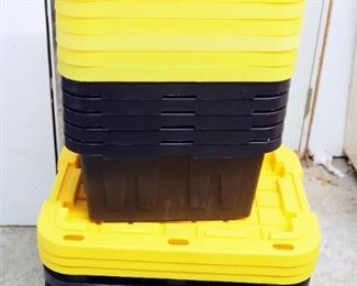 Commander Heavy Duty Totes, 5 Gallon And 15 Gallon With Lids, Qty 8