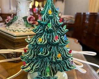 Small lighted ceramic Christmas tree