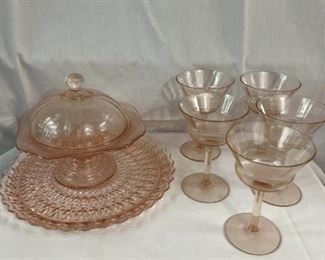 Pink depression glass