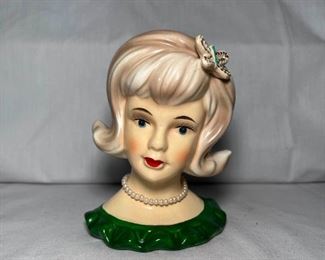 Vintage Parma Head Vase W/ Butterfly Clip