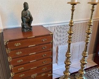 Flatware Cabinet $350 Brass Large Candlesticks Pair $350