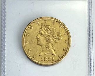 For your consideration is this 1881 U.S. Gold Liberty $5, appears to be a nice High Grade XF.  Coin is guaranteed authentic.