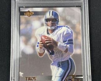 For your consideration is this 2000 Coll. Edge Troy Aikman Unc. PSA Mint 9