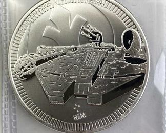 For your consideration is this 2021 Star Wars Millennium Falcon 1oz .999, Niue