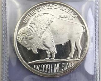 For your consideration is this 1oz Buffalo Silver Round .999 Fine