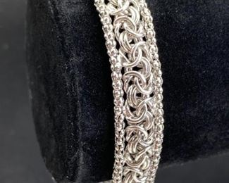 For your consideration is this 925 Silver Bright Italian Fancy Link Bracelet