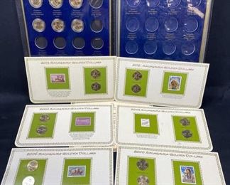 For your consideration is this lot of Sacagawea Dollar Coins/Stamps + Pres. $ Folio