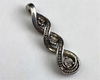 For your consideration is this 925 Silver & Marcasite Gemstone Twist Pendant