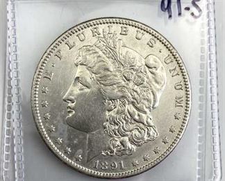 For your consideration is this 1891-S Morgan Silver Dollar, U.S. $1 Coin