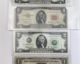 For your consideration is this lot of (3) $2 U.S. Bills + $1 U.S. Silver Certificate