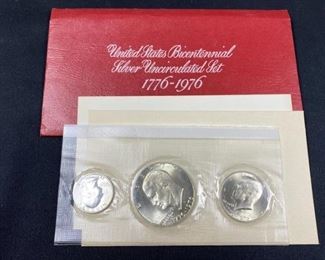 For your consideration is this (3) Piece 1776-1976 Bicentennial 40% Silver Set