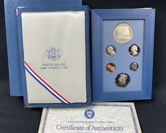 For your consideration is this 1987 Prestige U.S. Coin Set w/ Silver Dollar