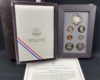 For your consideration is this 1989 Prestige U.S. Coin Set w/ Silver Dollar