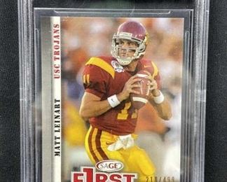 For your consideration is this 2006 Sage 1st Card Matt Leinert /499 BGS 9