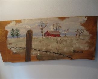 Signed painting on wood