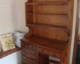 Pine desk  with pine hutch (2 parts)