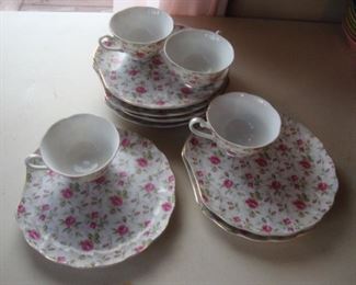 Lefton China rose chintz snack plates
