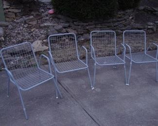 4 Stacking wire seat chairs