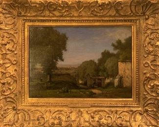 George Inness "Gate at Albano" / Oil on Cradled Board / 9 1/2 x 13 1/2"