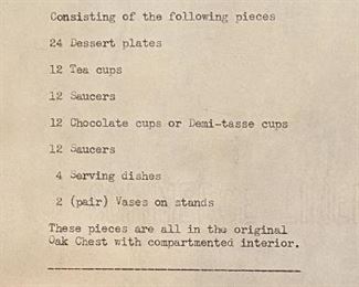This amazing “one of a kind” set of Copeland China is in mint condition.  All pieces are there and it fits flawlessly and easily in the custom trunk from 1871