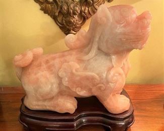 Monumental Rose Quartz Foo Dog