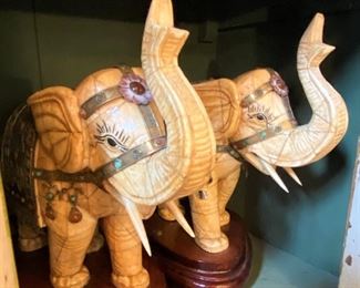 Pair carved elephants