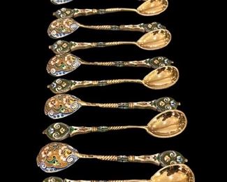 Set of (12) Russian ‘84 Sterling gilt spoons - They are perfect, rare and in mint condition!