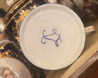 19th Century Sevres tea set with hand painted portraits women on each piece